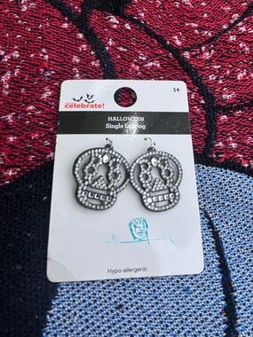 HALLOWEEN SUGAR SKULL RHINESTONE EARRINGS